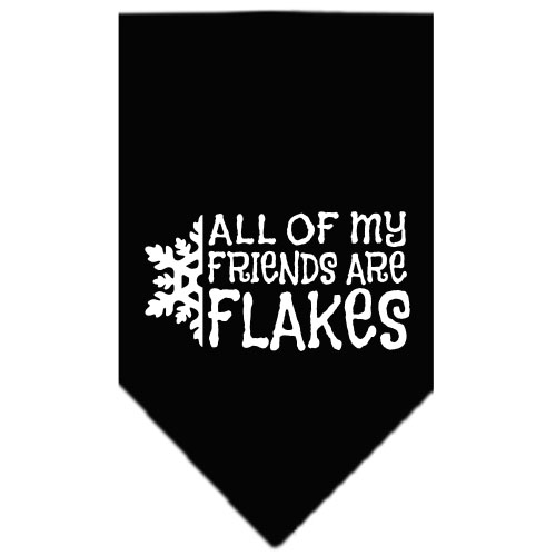 All my friends are Flakes Screen Print Bandana Black Large